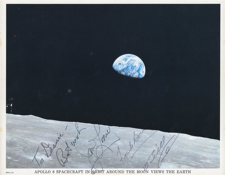 Apollo 8 Crew Signed 8" x 10" Official NASA Photo (3 Sigs)(Beckett/BAS LOA)