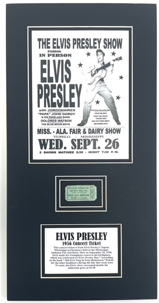 Elvis Presley 1956 Concert Ticket Custom Matted Display (Elvis-A-Rama) 