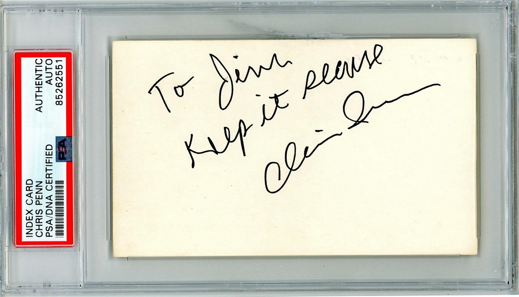 Chris Penn Signed 3" x 5" Index Card (PSA/DNA Encapsulated)