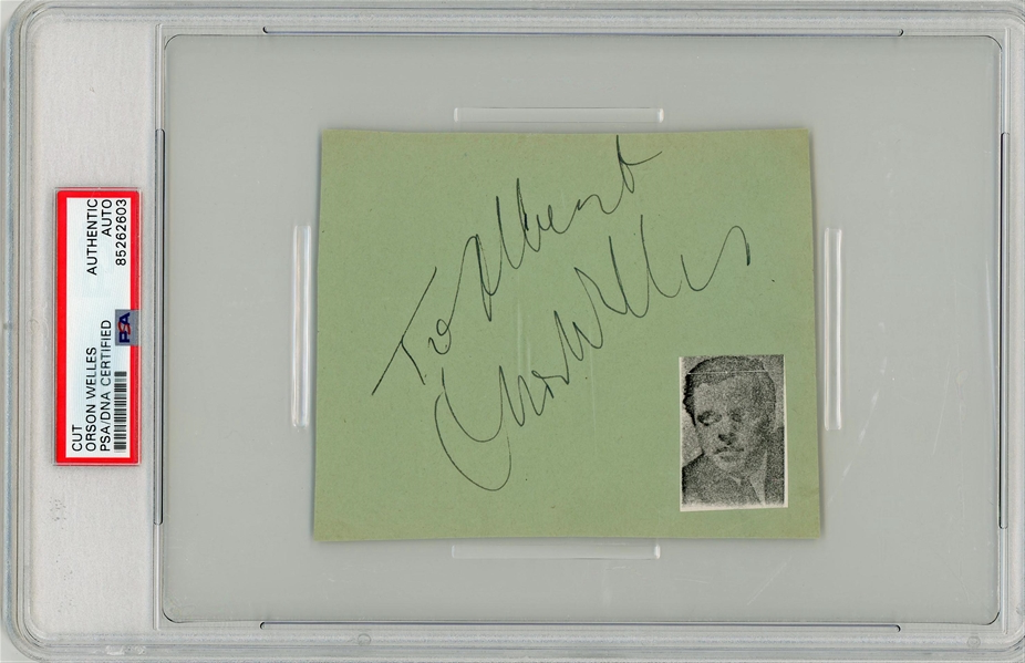 Orson Welles Signed 4" x 4.75" Album Page (PSA/DNA Encapsulated)