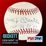 Mickey Mantle Signed & "MVP 56 57  62" Insc. ONL Baseball with BAS GEM MINT 10 Autograph! (Fanatics, Beckett/BAS, PSA/DNA LOAs)