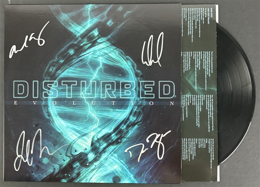 Disturbed Group Signed "Evolution" Album Cover (Beckett/BAS LOA)