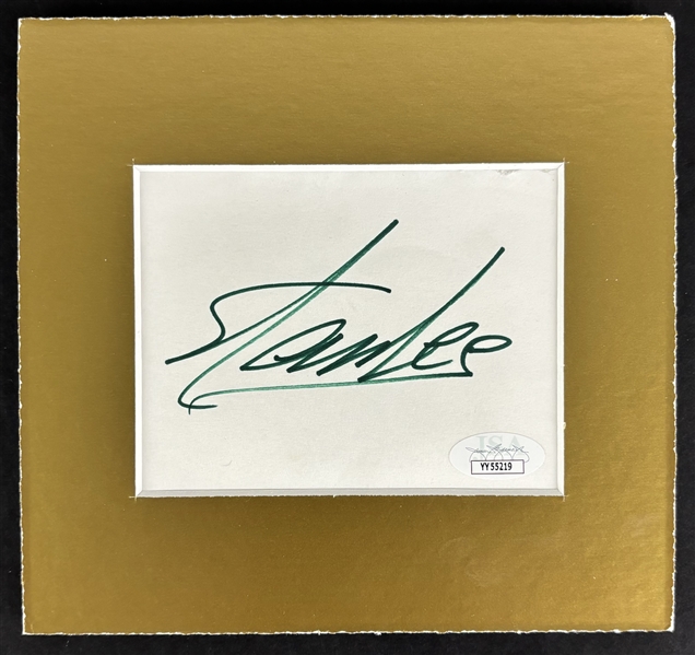 Stan Lee Signed 3.25" x 4.25" Page w/ Gold Matting (JSA LOA)