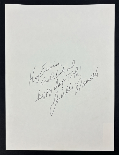 Joe "Willie" Namath Signed 8" x 10" Page w/ Rare Middle Name (Third Party Guaranteed)