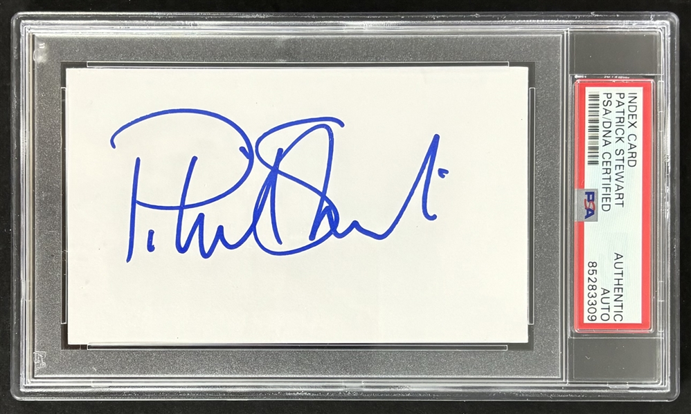 Patrick Stewart Signed 3" x 5" Index Card (PSA/DNA Encapsulated)