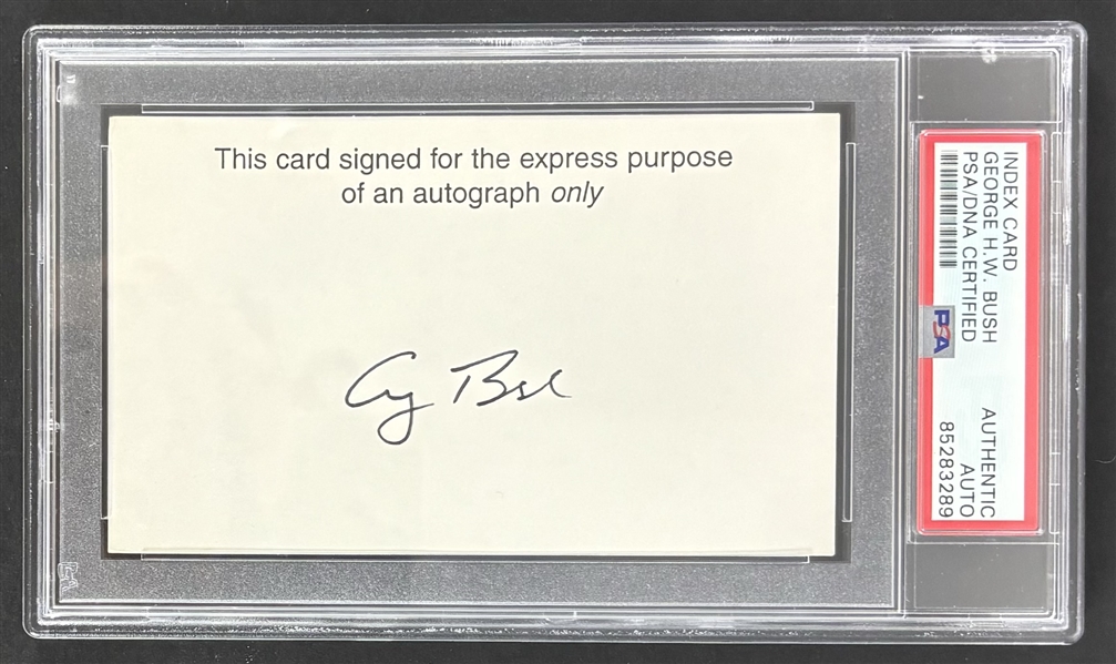 George Bush Signed 3" x 5" Index Card (PSA/DNA Encapsulated)