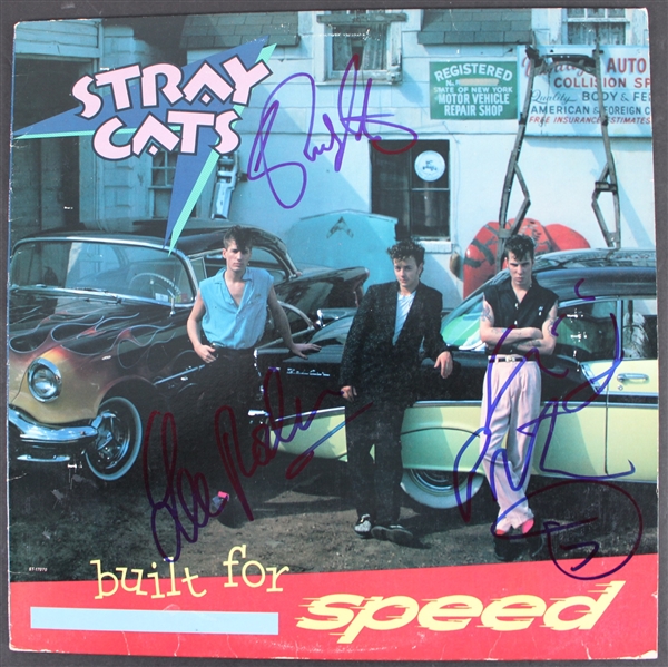 Stray Cats: Kee Rocker, Brian Setzer & Jim Phantom Signed "Build For Speed" Album Cover (Beckett/BAS)