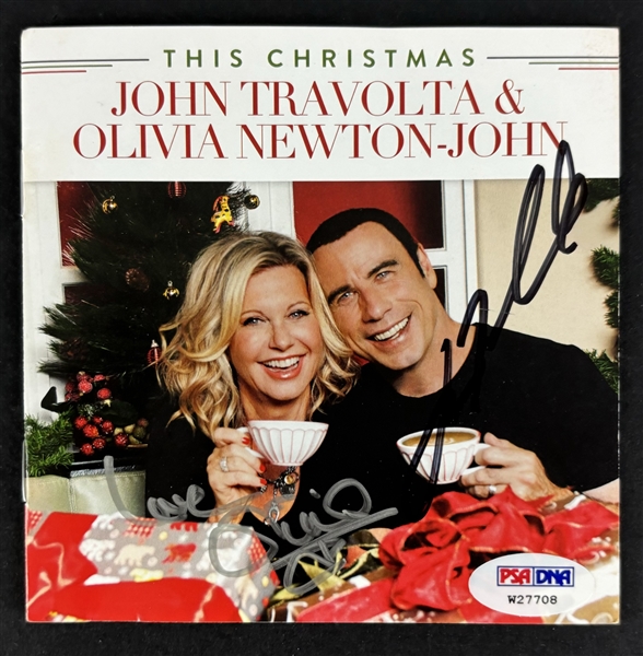 John Travolta & Olivia Newton-John Signed "This Christmas" CD Insert (PSA/DNA)