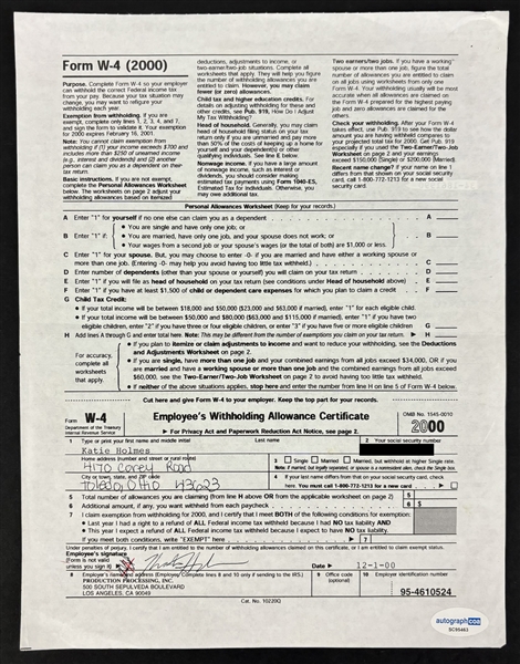 Katie Holmes Dual-Signed 2000 W-4 Document From NBC (ACOA)