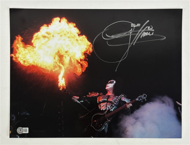 KISS: Gene Simmons Signed 12" x 16" Photograph (Beckett/BAS)