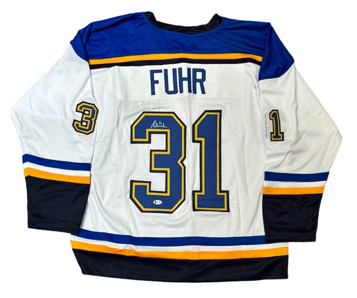 Grant Fuhr Signed St. Louis Blues Replica  Jersey (Beckett/BAS Wit)