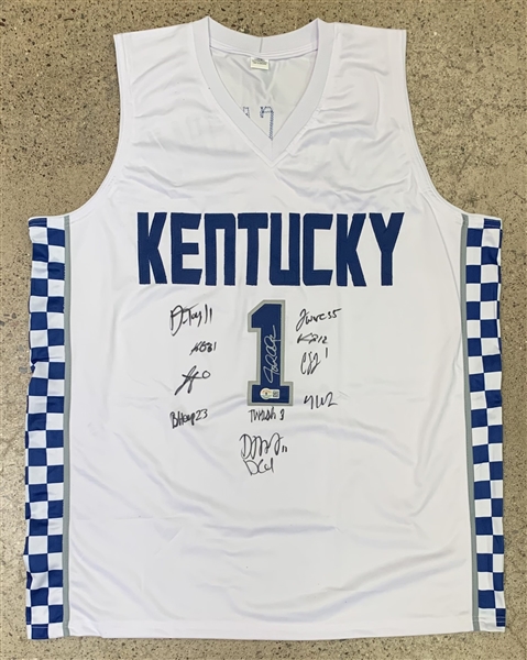 John Calipari Multi-Signed White Pro-Style Custom Stitch Non-Branded Jersey(Beckett/BAS)