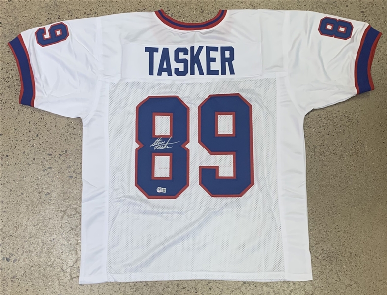 Steve Tasker Signed White Pro Style Custom Stitch Non-Branded Jersey (Beckett/BAS)