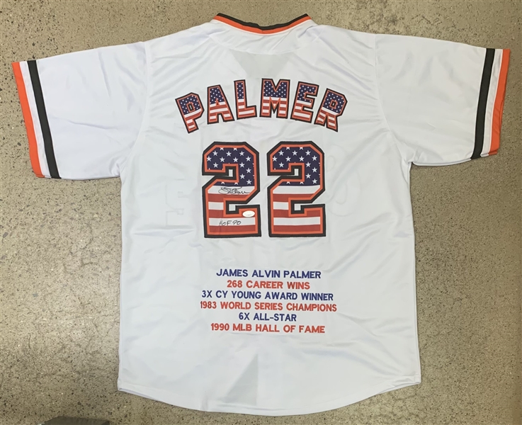 Jim Palmer Signed White Pro Style Jersey (JSA)