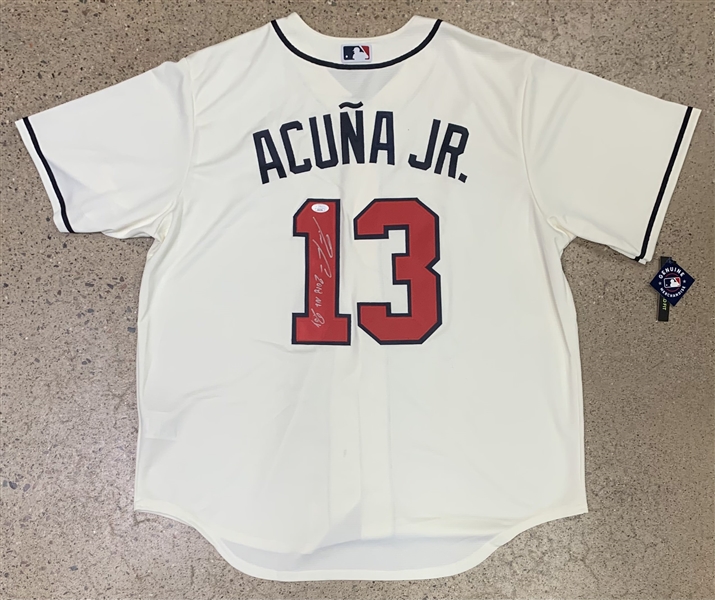 Ronald Acuña Jr. Signed White XL Nike Jersey (JSA)