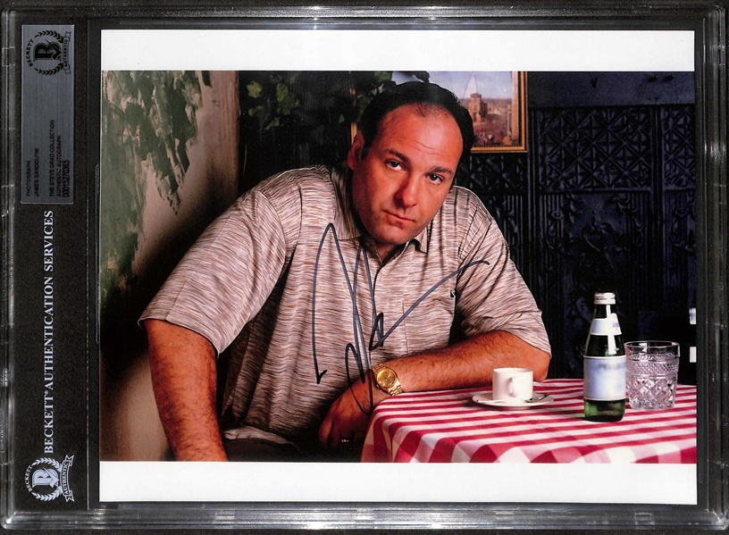 James Gandolfini Signed 8" x 10" Sopranos Photograph (Beckett/BAS Encapsulated)(Grad Collection)