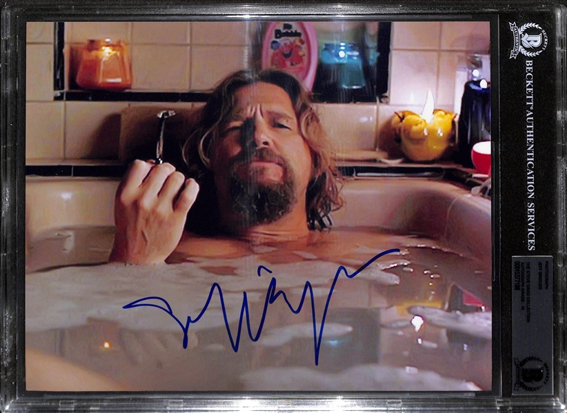 Jeff Bridges Signed 8" x 10" Big Lebowski Photograph w/ Gem Mint 10 Auto! (Beckett/BAS Encapsulated)(Grad Collection)