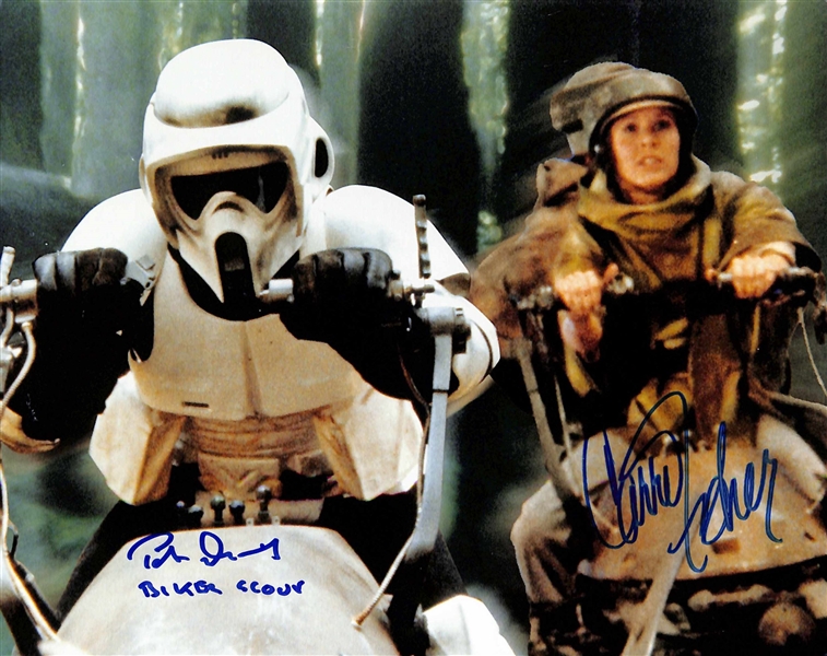 Star Wars: Carrie Fisher & Peter Diamond Signed 8" x 10" ROTJ Photograph (Beckett/BAS LOA)(Grad Collection)