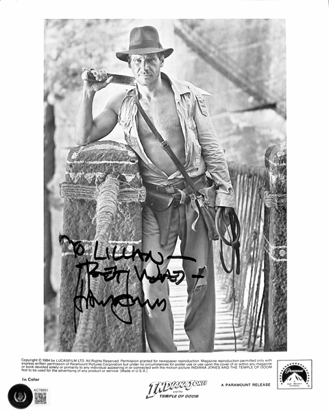 Indiana Jones: Harrison Ford Signed 8" x 10" Photograph (Beckett/BAS LOA)(Grad Collection)