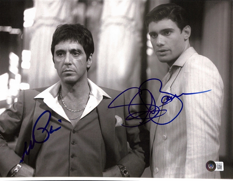 Scarface: Al Pacino & Steven Bauer Signed 11" x 14" Photo (Beckett/BAS LOA)(Grad Collection)