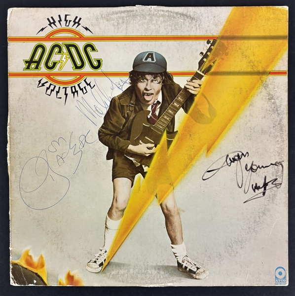 AC/DC: Vintage Group Signed "High Voltage" Album Cover w/ Bon Scott! (4 Sigs)(Beckett/BAS & Epperson/REAL LOA)