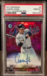 Aaron Judge Signed 2017 Bowman ROY Favorites Red Rookie Card Graded Gem Mint 10! (PSA/DNA Encapsulated)