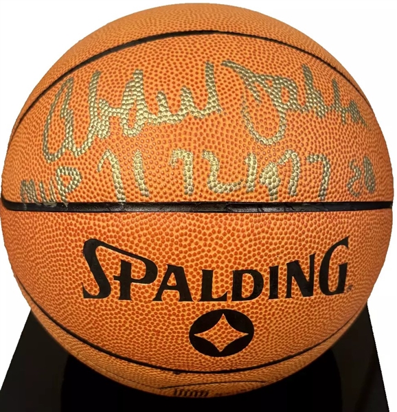 Kareem Abdul Jabbar Signed Basketball w/ Rare "MVP 71 72 74 77 80" Inscription! (Third Party Guaranteed)