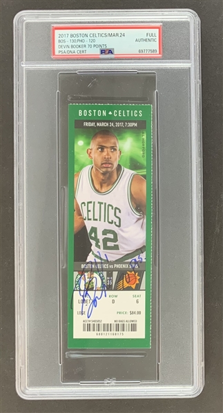 Devin Booker Signed & Inscribed Ticket to Historic 70-Point Game (3-24-2017 vs. Boston)(PSA/DNA Encapsulated)