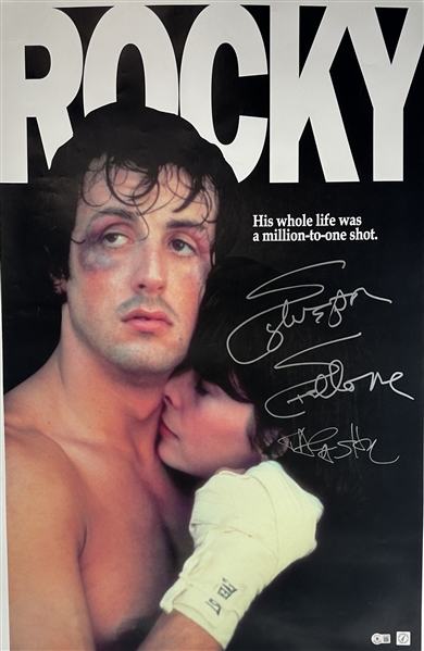 Rocky: Sylvester Stallone & Talia Shire Signed 24" x 36" Poster with HUGE Autographs (Beckett/BAS LOA)