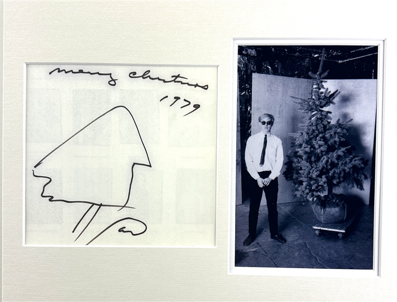 Andy Warhol Hand Drawn & Signed Christmas Tree Sketch with "Merry Christmas" Inscription (JSA & ACOA LOAs)