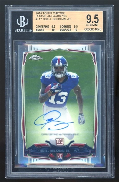 Odell Beckham Jr. Signed 2014 Topps Chrome #117 Rookie Card Graded Gem Mint 10 Auto! (Beckett/BAS Encapsulated)