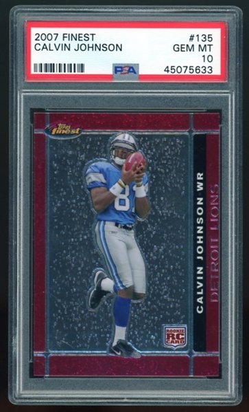 Calvin Johnson 2007 Topps Finest #135 Graded GEM MINT 10! (PSA/DNA Encapsulated)