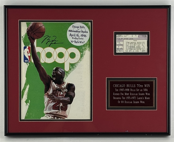 Michael Jordan 1996 Chicago Bulls 70th Win Commemorative Display w/ Ticket