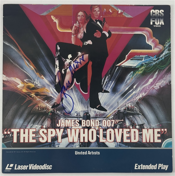 007: Roger Moore Signed "The Spy Who Loved Me" LaserDisc Cover (Beckett/BAS)