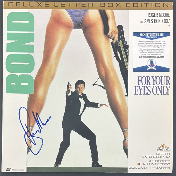 007: Roger Moore Signed "For Your Eyes Only" LaserDisc Cover (Beckett/BAS)