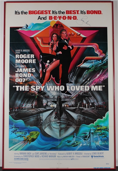 007: Roger Moore Signed & Framed Full Size Movie Poster for "The Spy Who Loved Me" (Beckett/BAS LOA)