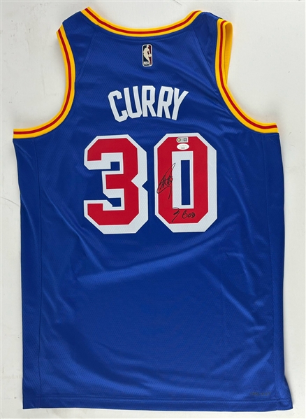 Steph Curry Signed Golden State Warriors #30 Jersey with "3 God" Inscription (Stephen Curry Authentication)(JSA LOA)