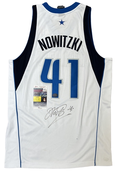 Dirk Nowitzki Signed Dallas Mavericks Pro Model Jersey - Gifted to Fellow Dallas Legend Emmitt Smith (JSA COA)(PROVA/Emmitt Smith LOA)