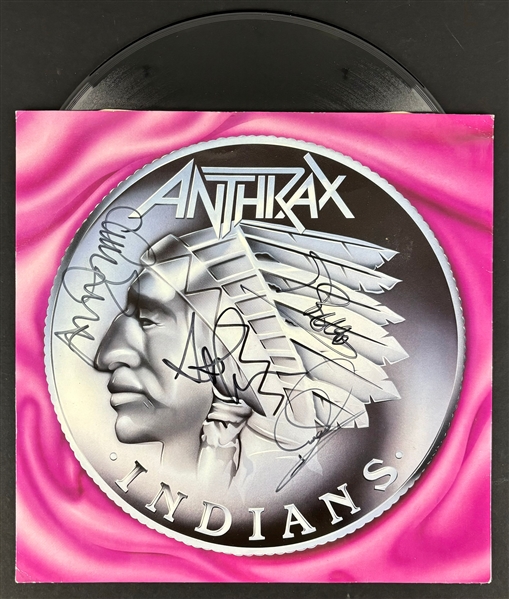 Anthrax Group Signed "Indians"  Album Cover (4/Sigs) (Beckett/BAS LOA) 