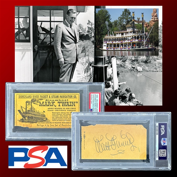 Walt Disney Incredibly Rare & Desirable Signed Original Ticket for Disneyland Mark Twain Steamboat Ride (PSA/DNA Encapsulated)