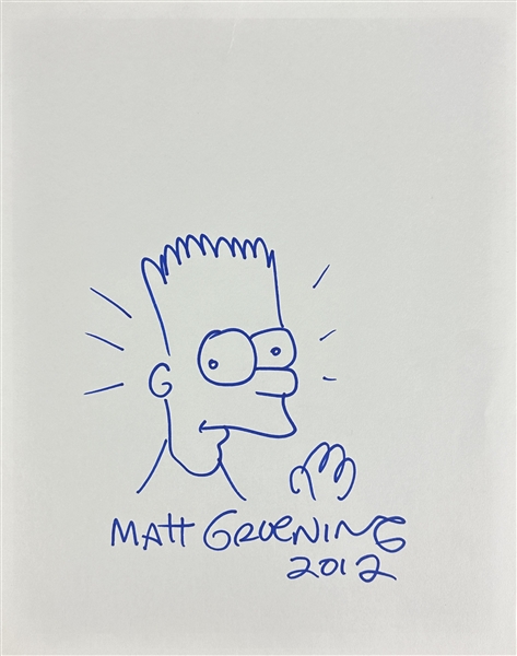 Matt Groening Impressive Hand Drawn & Signed Bart Simpson Sketch on 11" x 14" Art Sheet (PSA/DNA LOA)