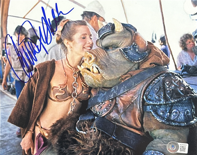 Star Wars: Carrie Fisher Signed 8" x 10" Color Photo from Behind the Scenes of "Return of the Jedi" (Beckett/BAS LOA)