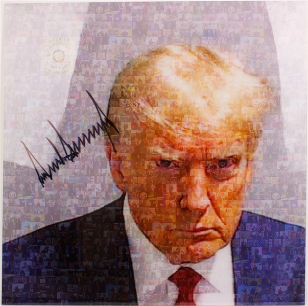 Donald Trump Signed 23" x 23" Mug Shot Plexiglas Mosaic Print (PSA/DNA)