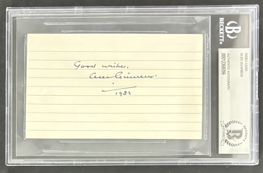 Star Wars: Alec Guinness Signed 3" x 5" Index (Beckett/BAS Encapsulated)