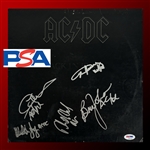 AC/DC: Group Signed "Back in Black" Album Cover (5 Sigs)(PSA/DNA LOA)