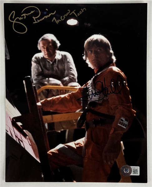 Star Wars: Mark Hamill & Shane Rimmer (Rebel Crew Chief) Rare Dual Signed 8" x 10" Photo (Beckett/BAS)