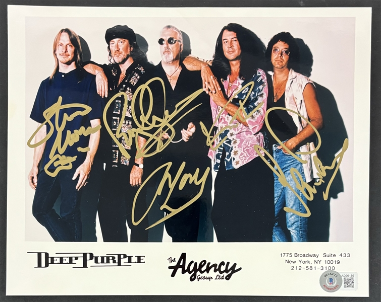 Deep Purple: Group Signed 8" x 10" Promo Photo (5 Sigs)(Beckett/BAS)