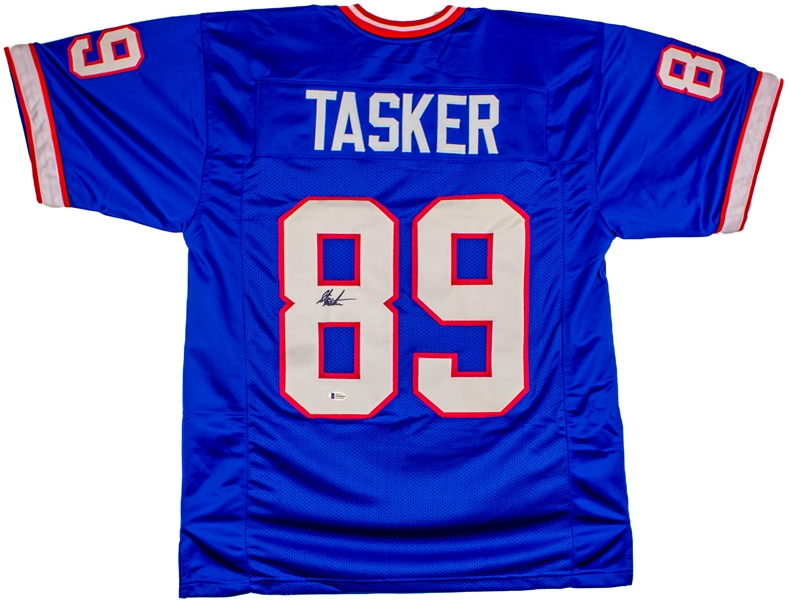 Steve Tasker Signed Blue Prostyle Jersey (Beckett/BAS)