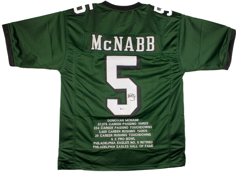 Donovan McNabb Signed Green Prostyle Stat Jersey (Beckett/BAS)