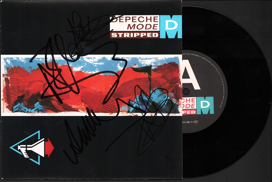 Depeche Mode: Group Signed "Stripped" 45 RPM Cover (4 Sigs)(Beckett/BAS LOA)